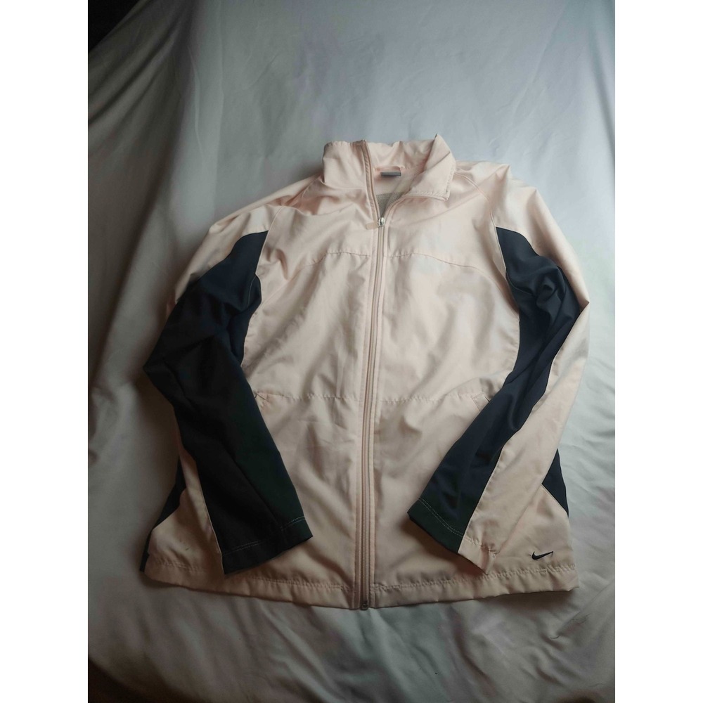 Vintage Y2K Nike Track Jacket Womens Large 12-14 Black Pink Athleisure Sporty